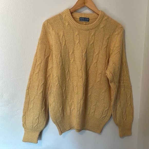 Ghedina Zuccaro Cortina Sweaters - Ghedina Zuccaro Cortina Vintage Yellow Alpaca Blend Cable Knit Sweater Sz L